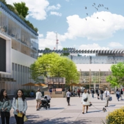 West LA Commons Plaza in daytime. Click to view PDF press release announcing AvalonBay-Abode Communities Team Selected to Develop West LA Civic Center Site